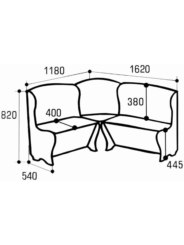 Кухонный уголок КУ-19/1, 1620 х 1180 х 920, дуб вотан