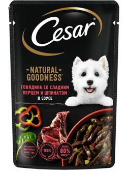 Влажный корм Cesar для собак, паприка, шпинат в соусе, пауч, 80г