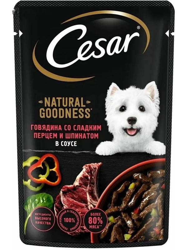 Влажный корм Cesar для собак, паприка, шпинат в соусе, пауч, 80г