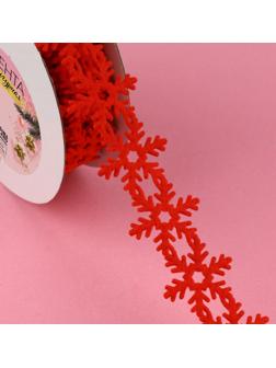 Лента декоративная фигурная «Снежинки», 25 мм, 9 ± 0,5 м, цвет красный