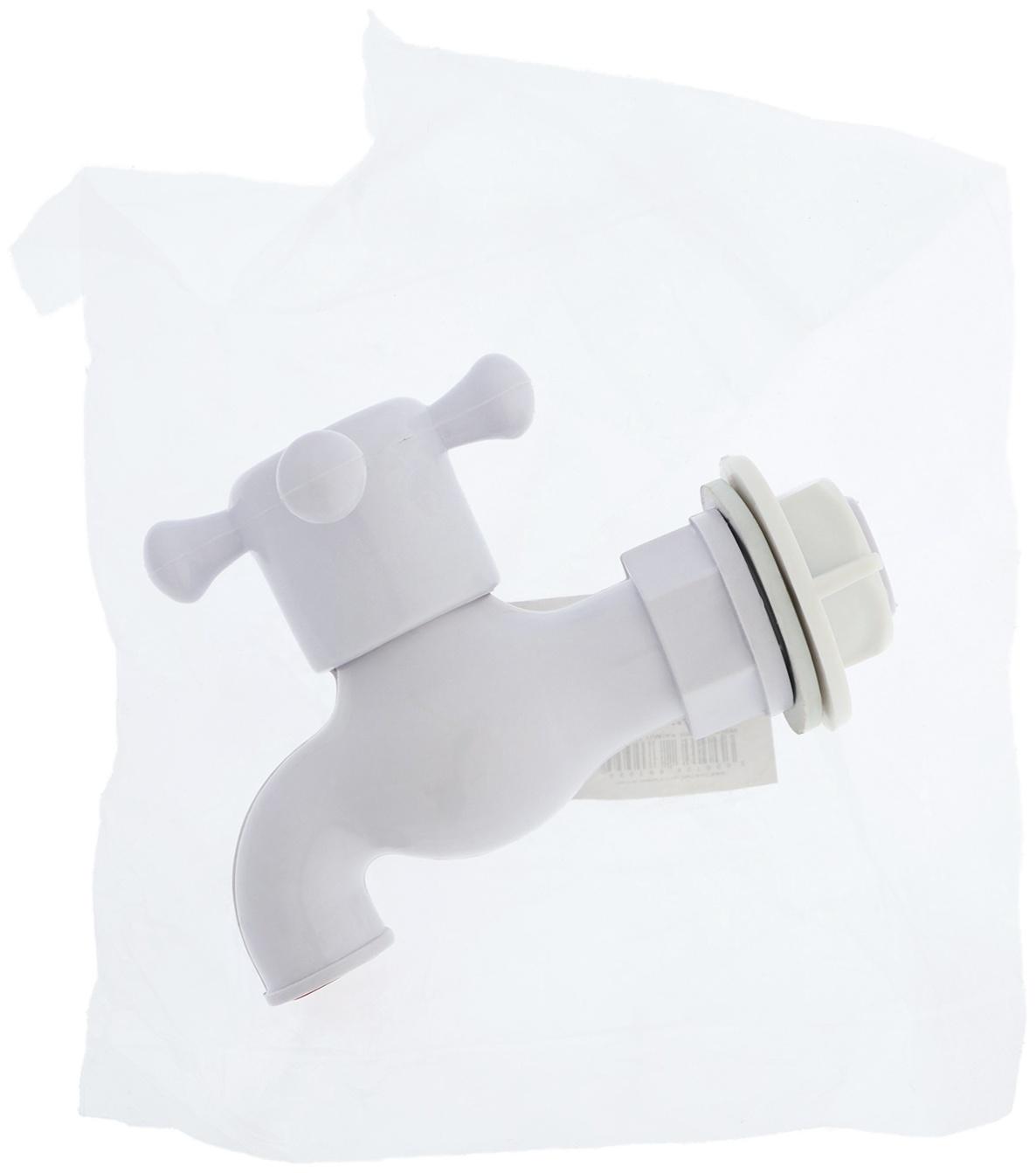 Кран водоразборный ZEIN, с крестовой ручкой, PP, с шаровым механизмом, белый, с гайкой
