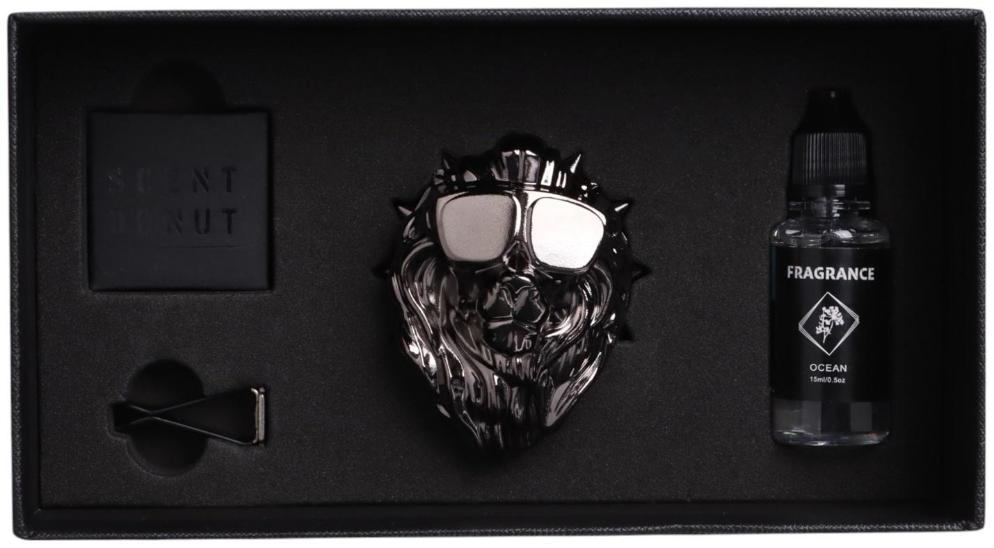 Ароматизатор для автомобиля в дифлектор, лев, хром, пластик, океан