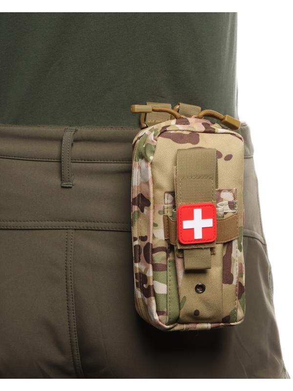 Подсумок медицинский, тактический, камуфляж мультикам, 19 х 15см