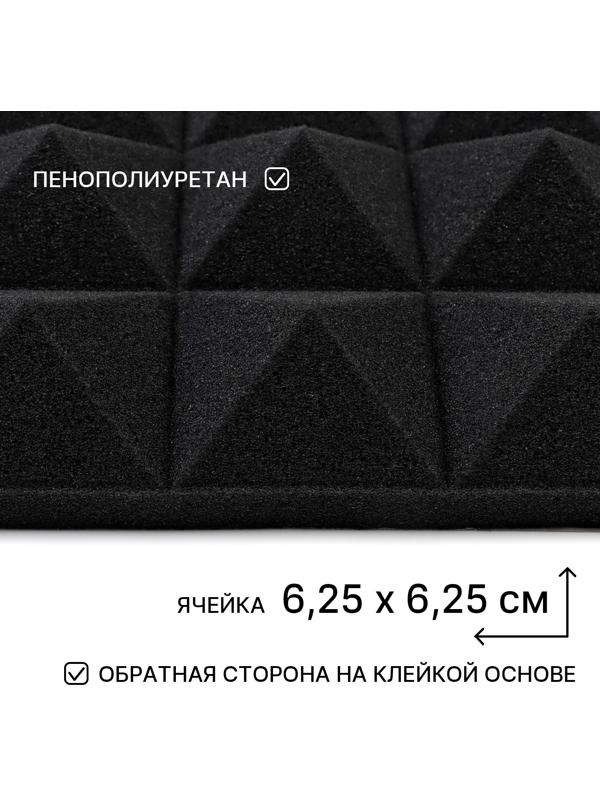 Шумопоглощающая панель, набор 10 шт - акустический поролон самоклеящийся, 50 х 5 см, черный