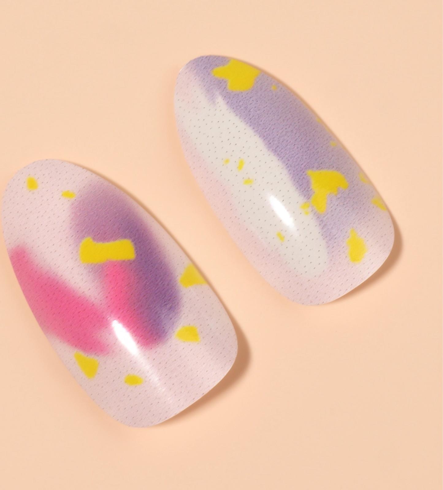 Накладные ногти «Пятнышки», 12 шт, с клеевыми пластинами, форма миндаль, разноцветные