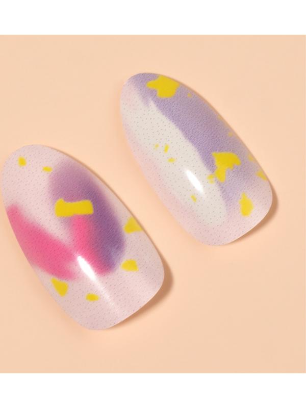 Накладные ногти «Пятнышки», 12 шт, с клеевыми пластинами, форма миндаль, разноцветные