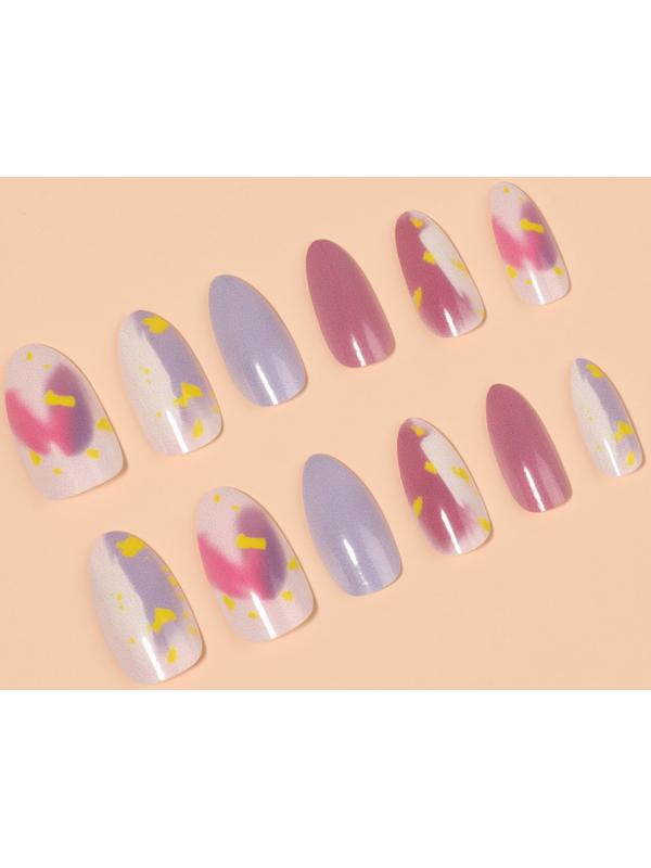 Накладные ногти «Пятнышки», 12 шт, с клеевыми пластинами, форма миндаль, разноцветные