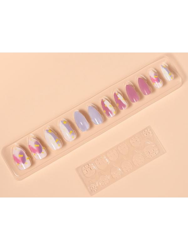 Накладные ногти «Пятнышки», 12 шт, с клеевыми пластинами, форма миндаль, разноцветные