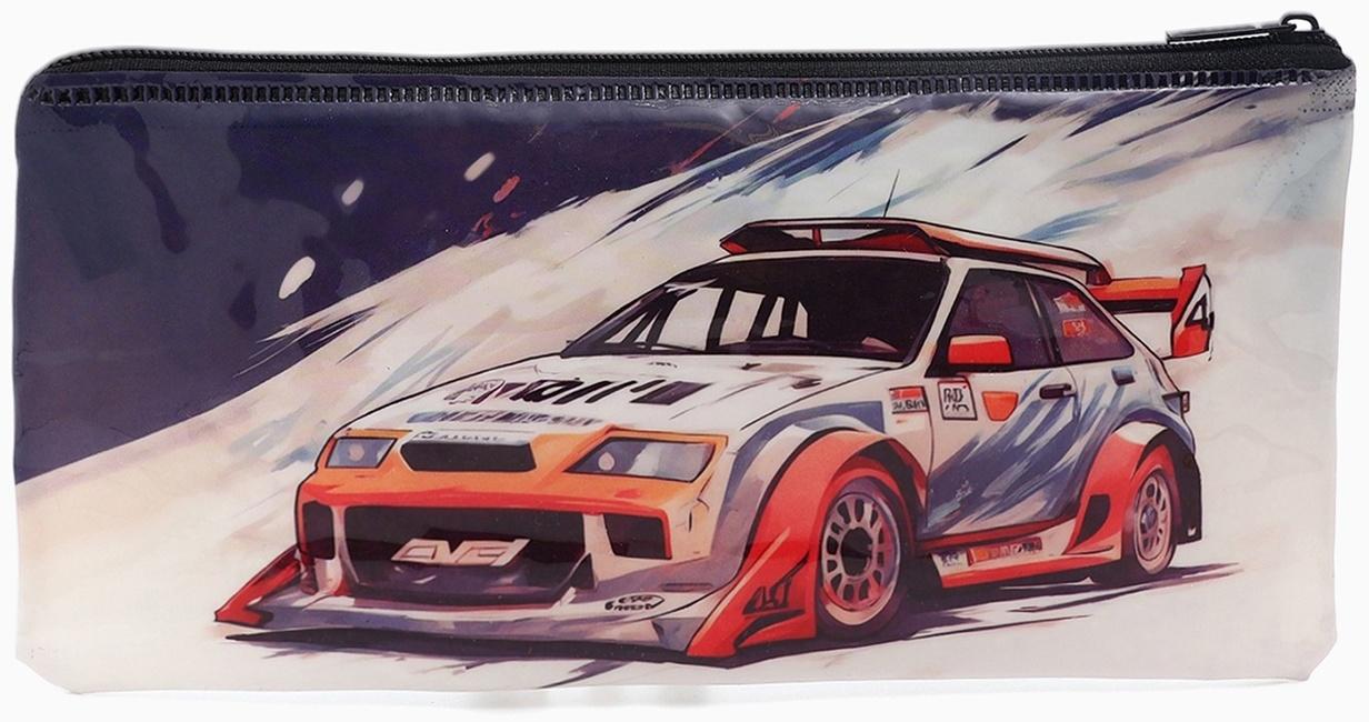 Косметичка-пенал на молнии, с рисунком «Авто», серая