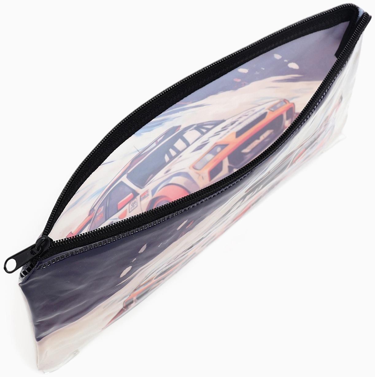 Косметичка-пенал на молнии, с рисунком «Авто», серая