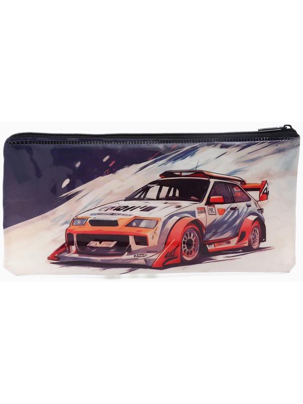 Косметичка-пенал на молнии, с рисунком «Авто», серая