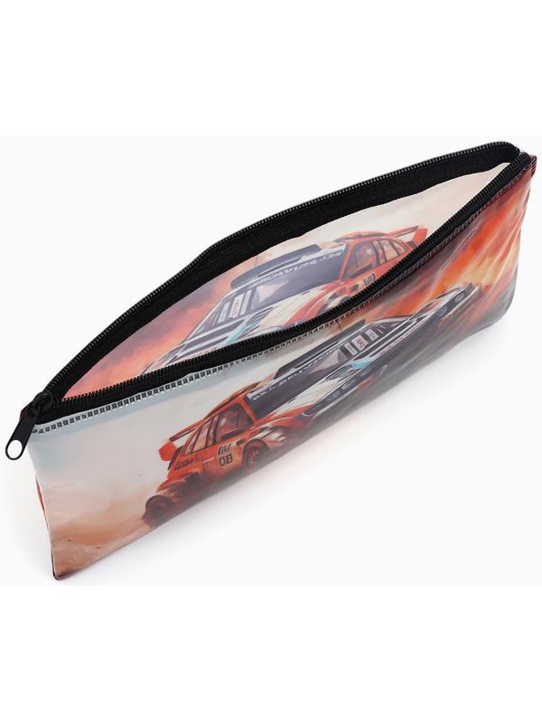 Косметичка-пенал на молнии, с рисунком «Авто», коричневая