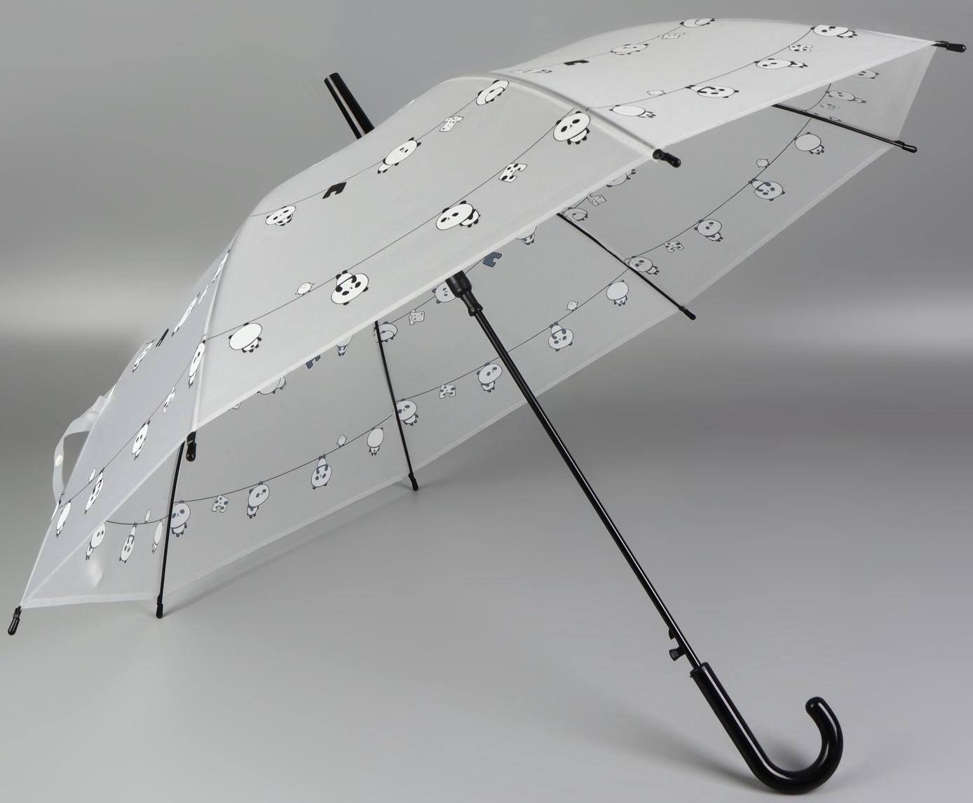 Зонт - трость детский «Панды», полуавтоматический, 8 спиц, R=47/54 см, D = 94 см, МИКС