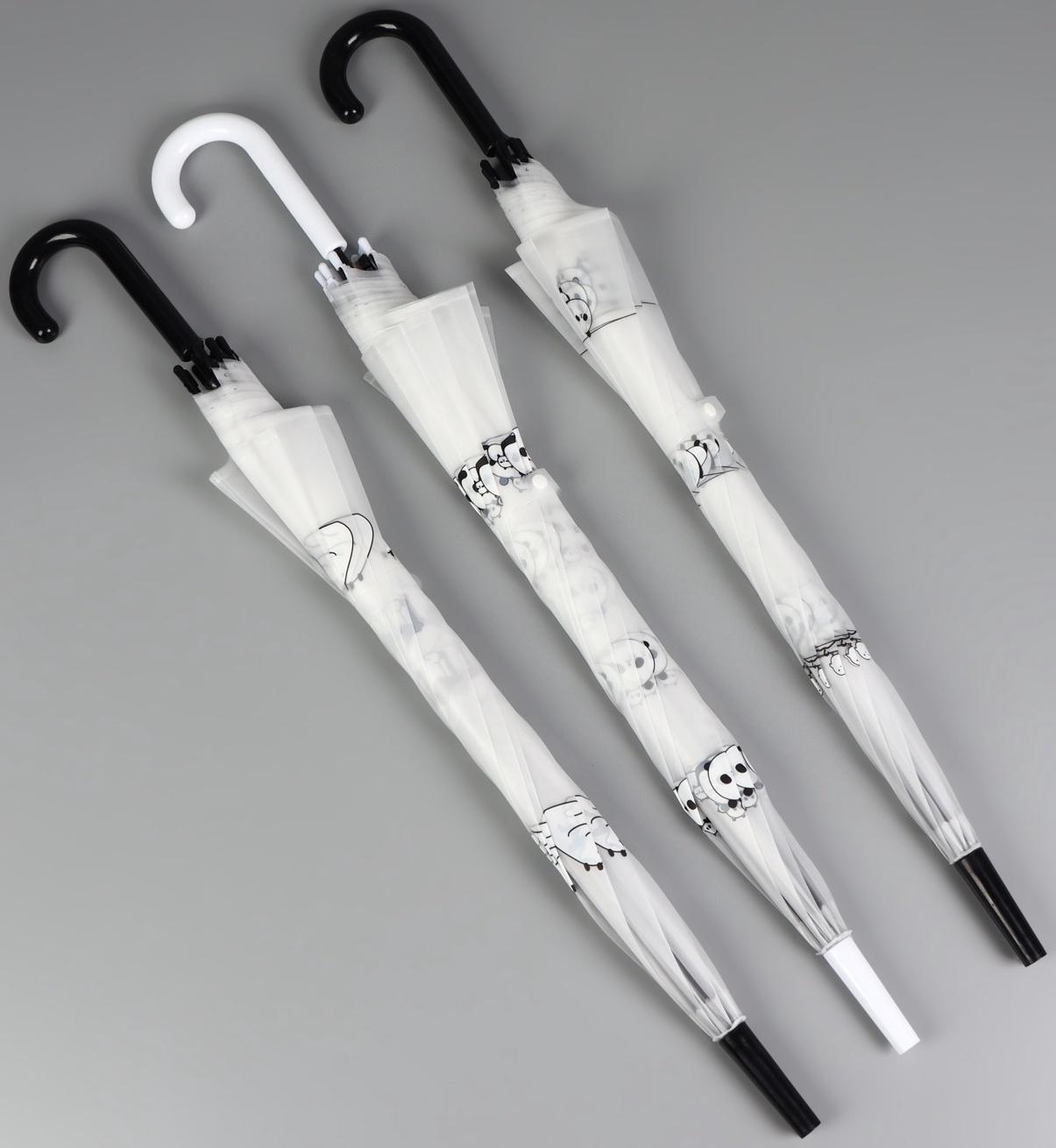 Зонт - трость детский «Панды», полуавтоматический, 8 спиц, R=47/54 см, D = 94 см, МИКС