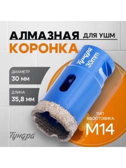 Коронка алмазная ТУНДРА, для УШМ, 30×35.8 мм, М14