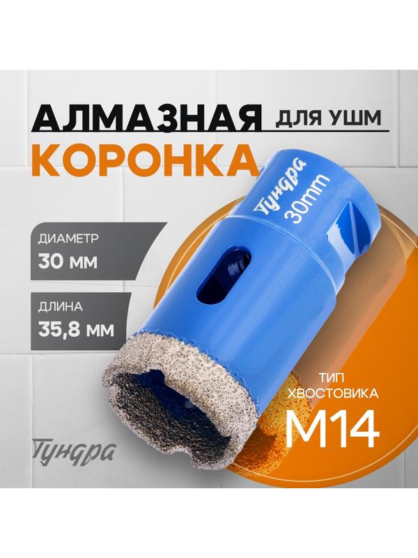 Коронка алмазная ТУНДРА, для УШМ, 30×35.8 мм, М14