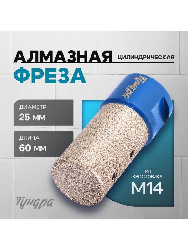 Фреза алмазная цилиндрическая ТУНДРА, по камню, кафелю и керамограниту, 25×40 мм, М14