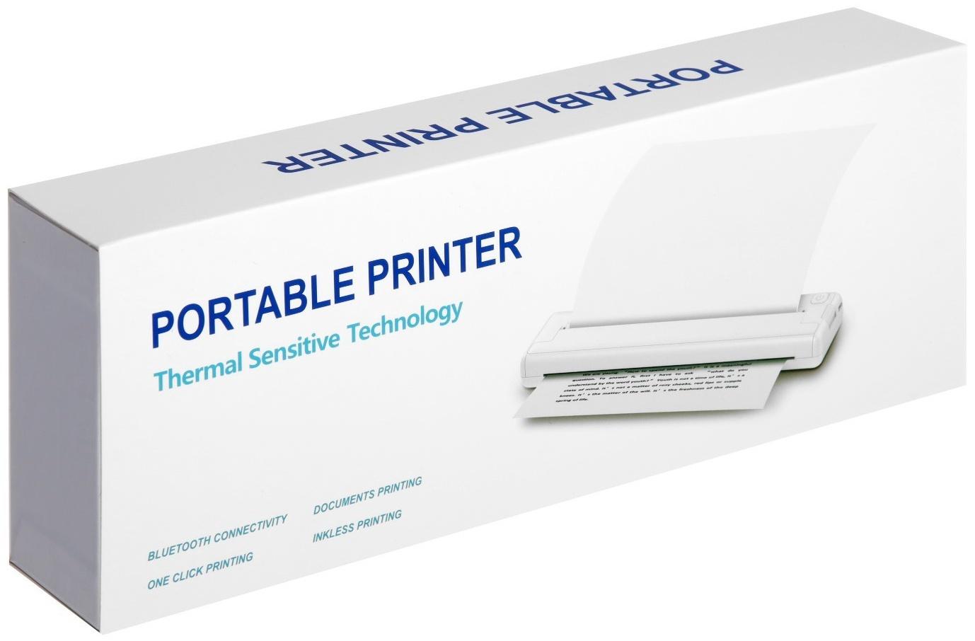 Портативный термопринтер LPR-04, для печати документов, стикеров, наклеек, бумага в комплекте, белый