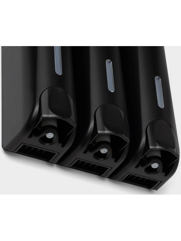 Диспенсер для мыла SAVANNA, механический, 3 отсека по 350 мл: шампунь, кондиционер, гель, чёрный