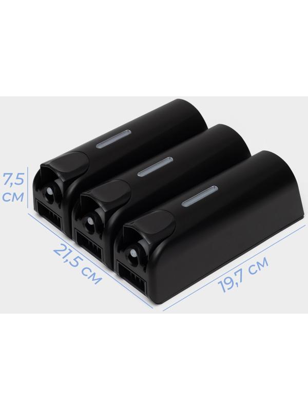 Диспенсер для мыла SAVANNA, механический, 3 отсека по 350 мл: шампунь, кондиционер, гель, чёрный