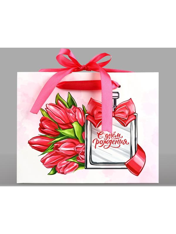 Пакет ламинированный с лентой «С Днём рождения», MS 23 × 10 × 18 см