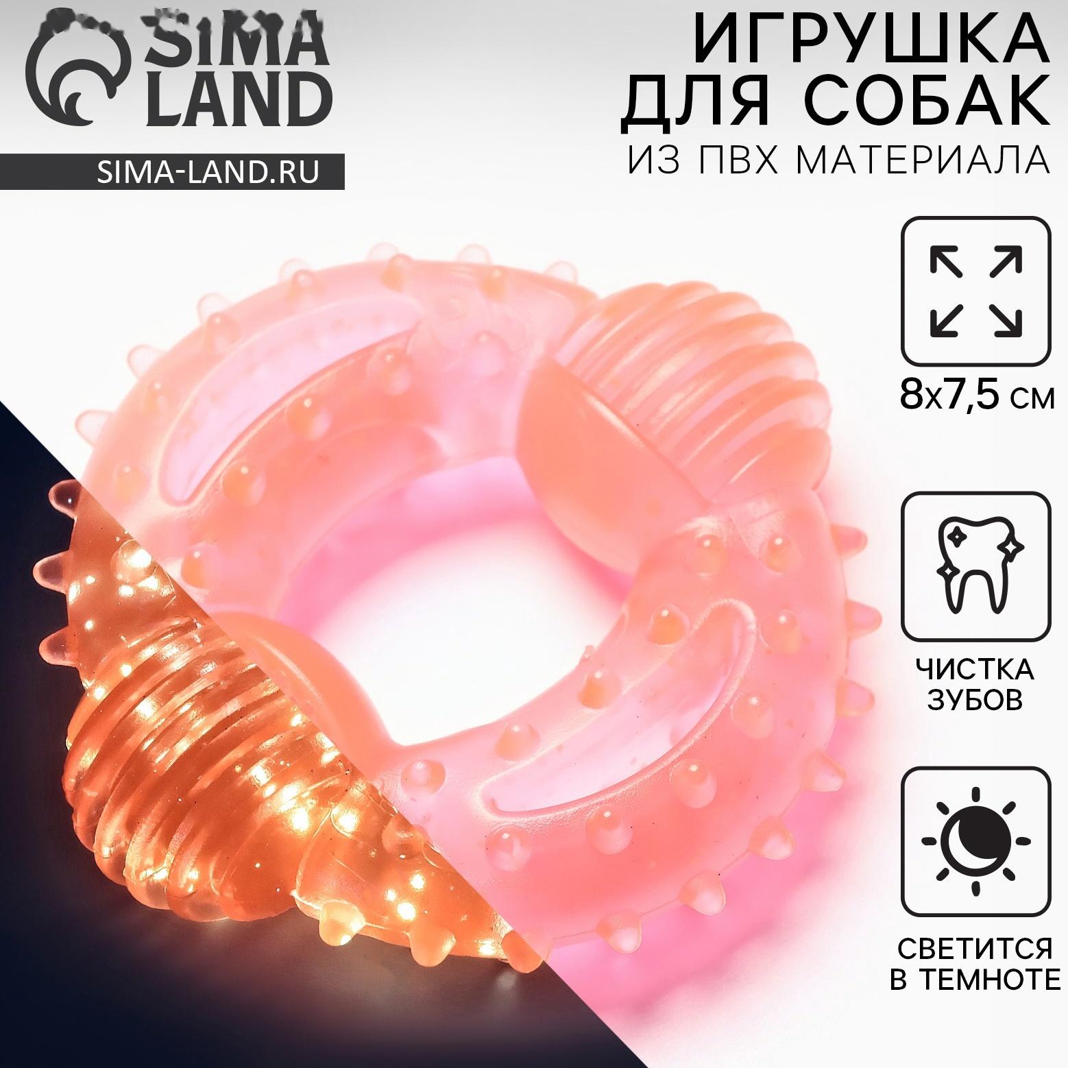 Игрушка для собак жевательная светящаяся в темноте «Шестеренка», 8 х 7.5 см