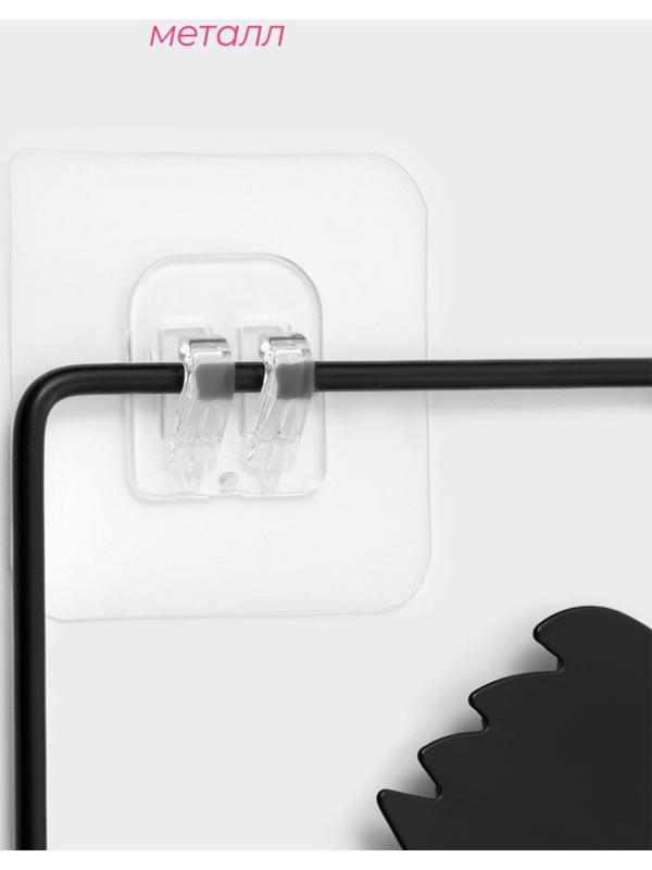 Полка для ванной Доляна, двухъярусная, 4 крючка, 47×25×14 см, чёрная