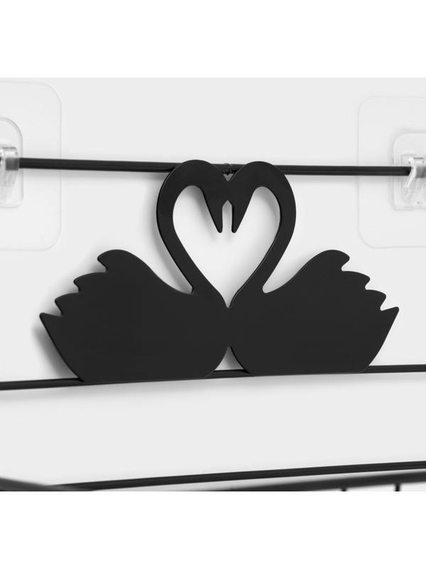 Полка для ванной Доляна, двухъярусная, 4 крючка, 47×25×14 см, чёрная