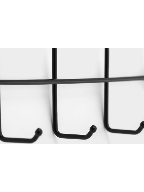 Полка для ванной Доляна, двухъярусная, 4 крючка, 47×25×14 см, чёрная