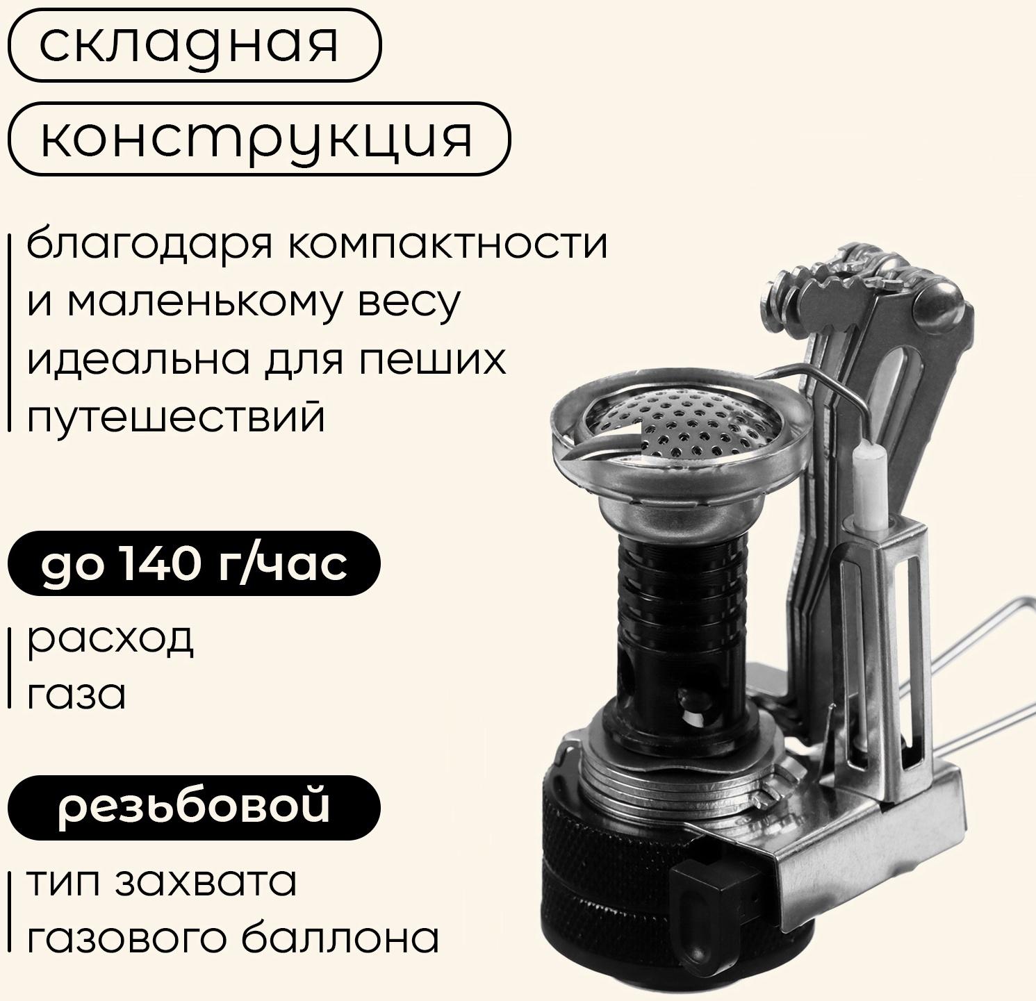 Плита газовая портативная maclay, для кемпинга, складная