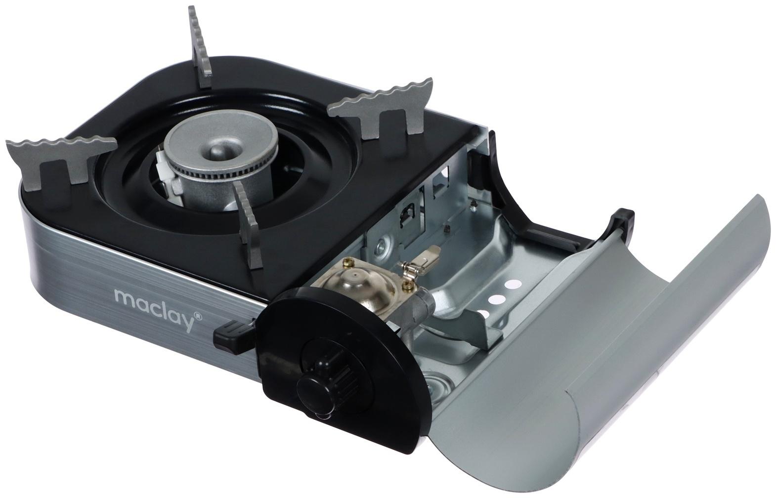Плита газовая портативная maclay, для кемпинга, 20×25×9 см, серая