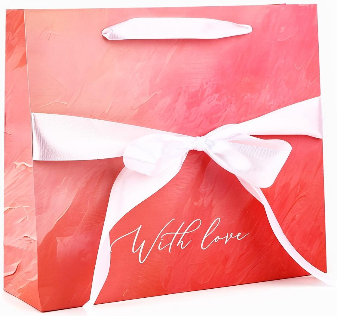 Пакет ламинированный с лентой «С любовью», M 30 × 9 × 26 см