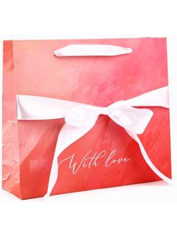 Пакет ламинированный с лентой «С любовью», M 30 × 9 × 26 см
