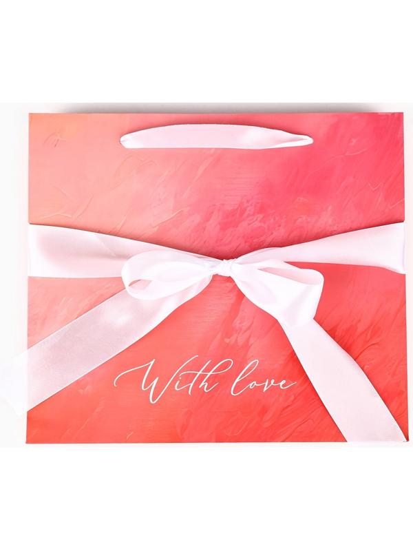 Пакет ламинированный с лентой «С любовью», M 30 × 9 × 26 см