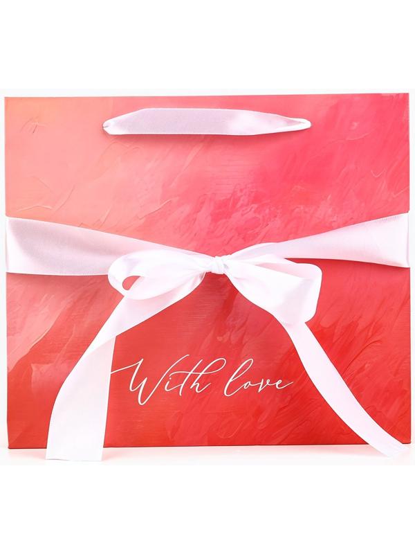 Пакет ламинированный с лентой «С любовью», M 30 × 9 × 26 см