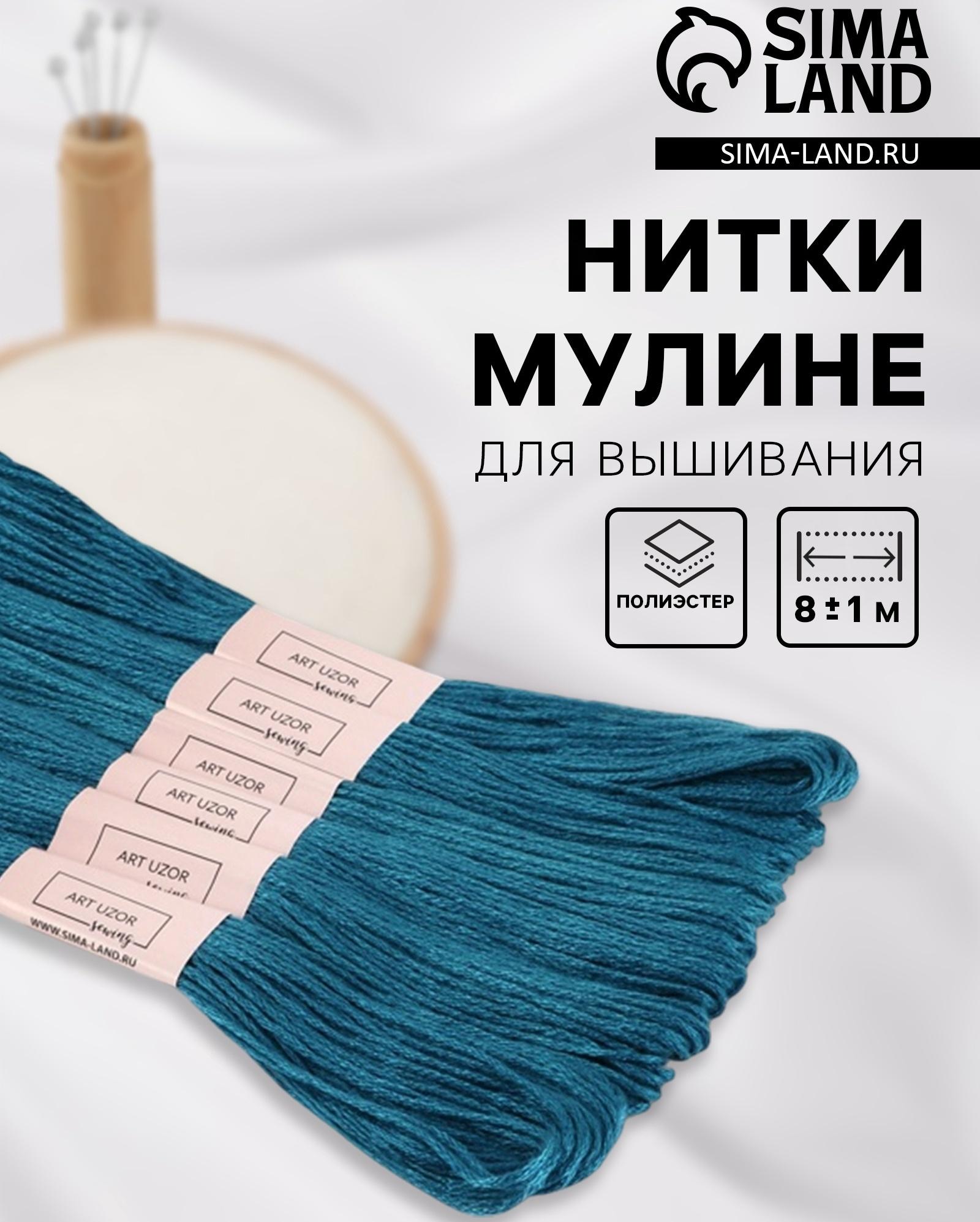 Набор ниток мулине №3842, 8±1 м, 6 шт., синий