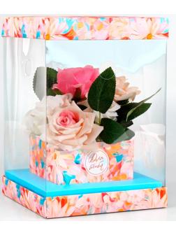 Коробка для цветов с вазой и PVC окнами складная «Весенние цветы», 16 х 23 х 16 см
