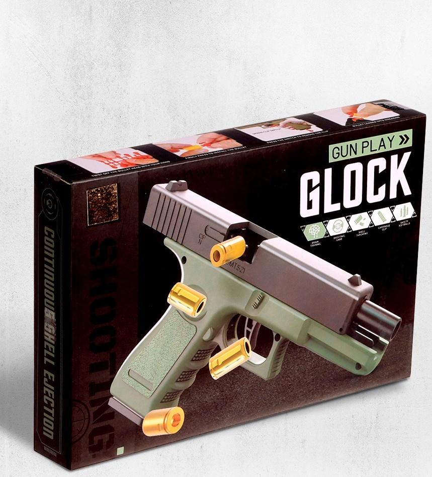 Пистолет «Глок», мягкие пули и вылетающие гильзы, автоматическая перезарядка