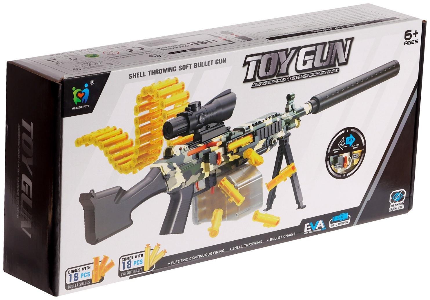 Пулемет «Годзилио», стрельба, гильзы разлетаются, аккумулятор