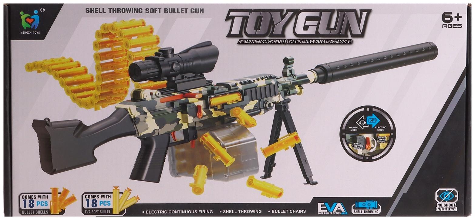 Пулемет «Годзилио», стрельба, гильзы разлетаются, аккумулятор