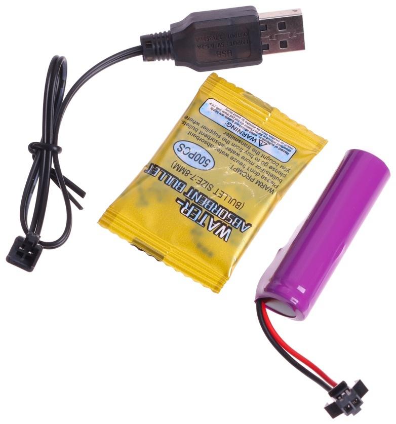 Пистолет Black,стреляет гелевыми пульками, подвижный затвор, аккумулятор 3.7V