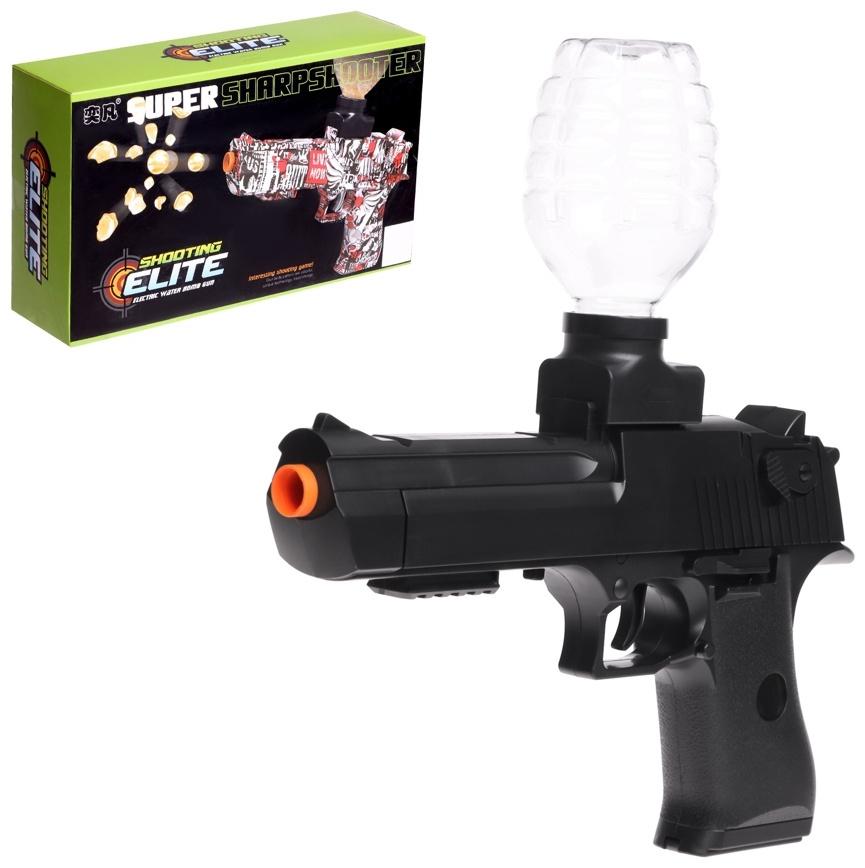 Пистолет Black,стреляет гелевыми пульками, подвижный затвор, аккумулятор 3.7V