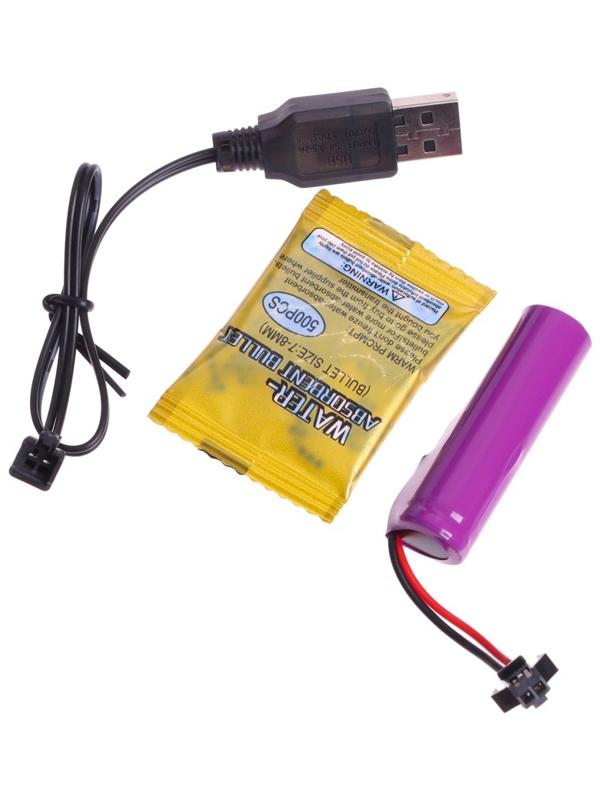 Пистолет Black,стреляет гелевыми пульками, подвижный затвор, аккумулятор 3.7V