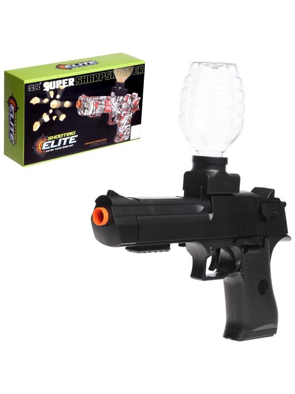 Пистолет Black,стреляет гелевыми пульками, подвижный затвор, аккумулятор 3.7V
