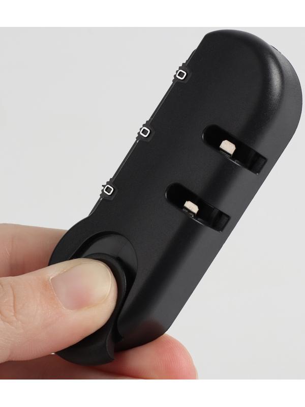 Замок кодовый для чемодана, с креплениями, 3,3 × 8,3 × 1,8 см, цвет чёрный