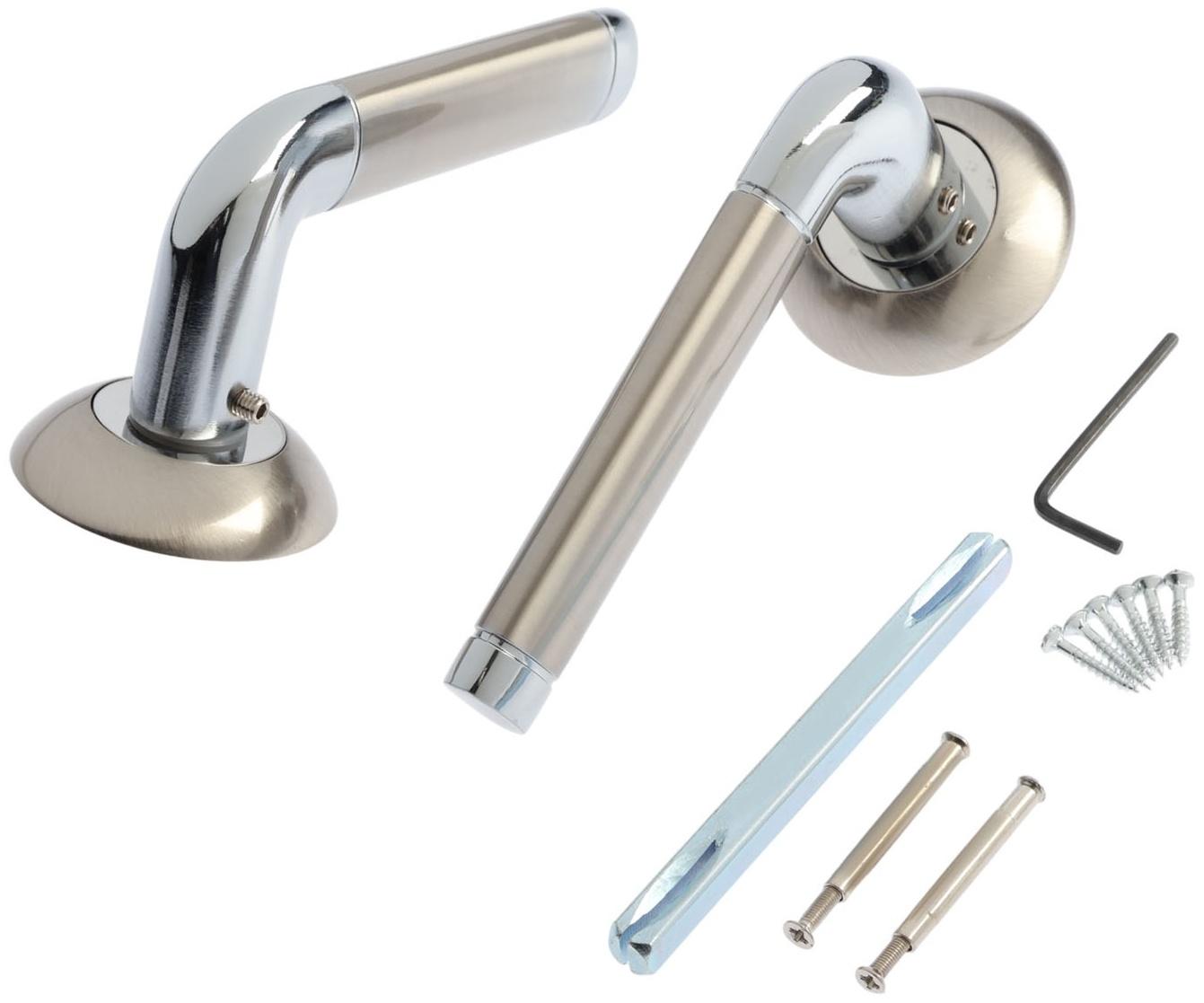 Ручка раздельная LOCKLAND 012 SN/CP, цвет сатиновый никель/хром