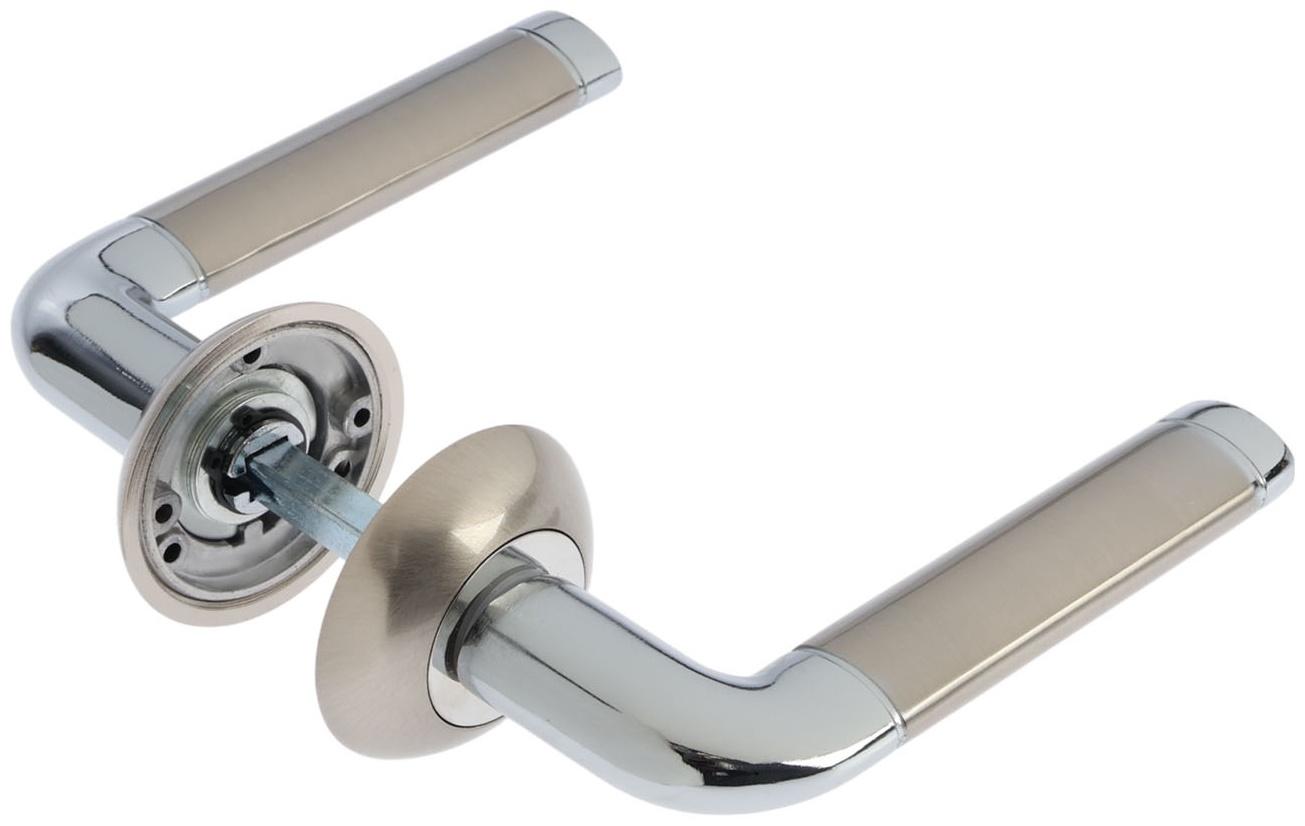 Ручка раздельная LOCKLAND 012 SN/CP, цвет сатиновый никель/хром