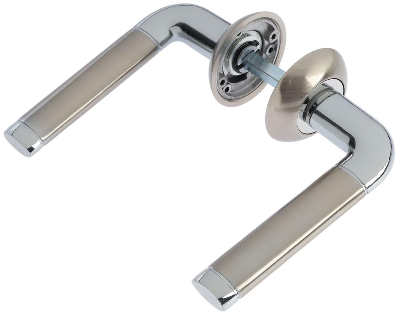 Ручка раздельная LOCKLAND 012 SN/CP, цвет сатиновый никель/хром