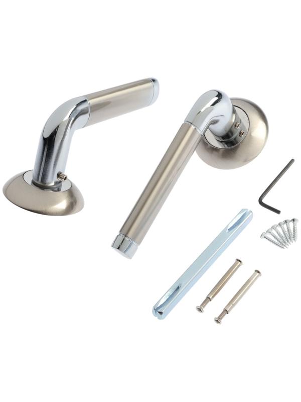 Ручка раздельная LOCKLAND 012 SN/CP, цвет сатиновый никель/хром