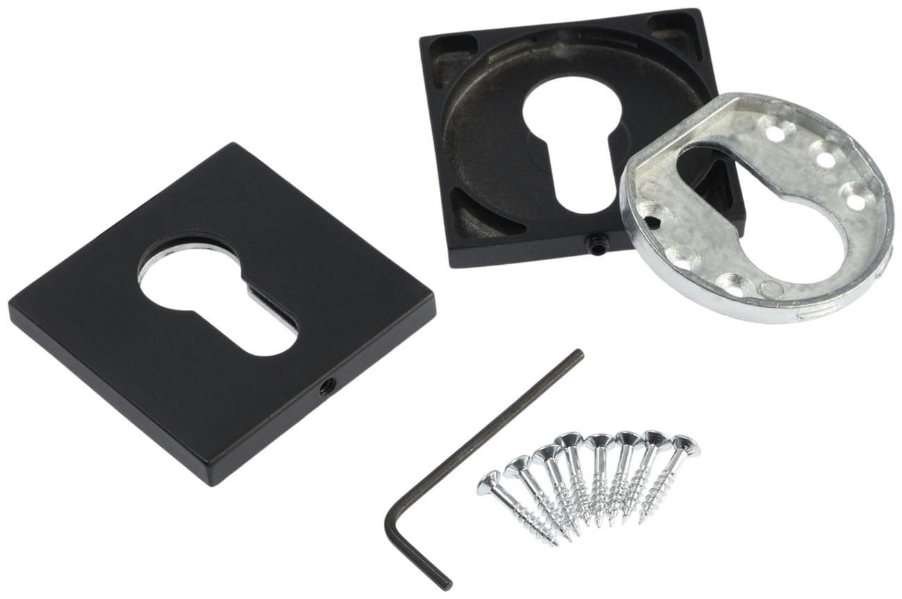 Накладка на цилиндровый механизм LOCKLAND, квадратная, с креплением, цвет черный